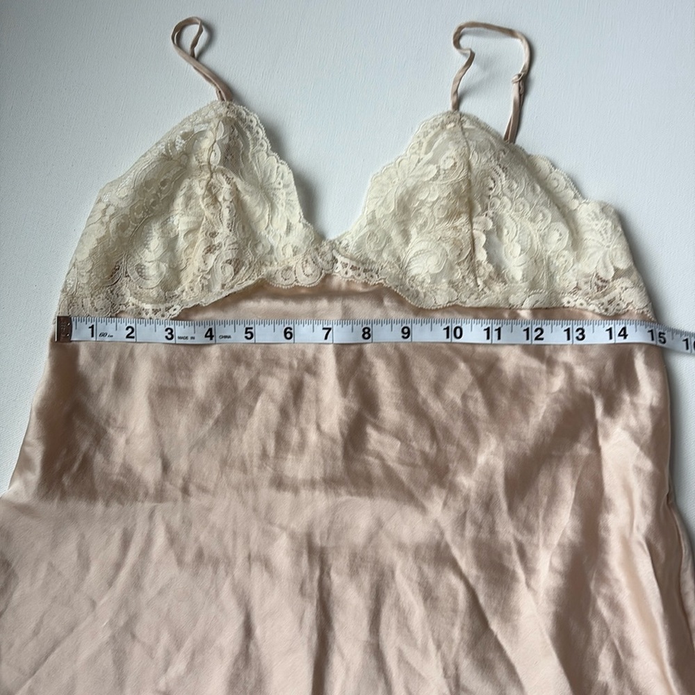 Vintage Y2K Cacique 100% Slip Dress Pinkish Small Nude and Ivory Lace - Picture 3 of 6